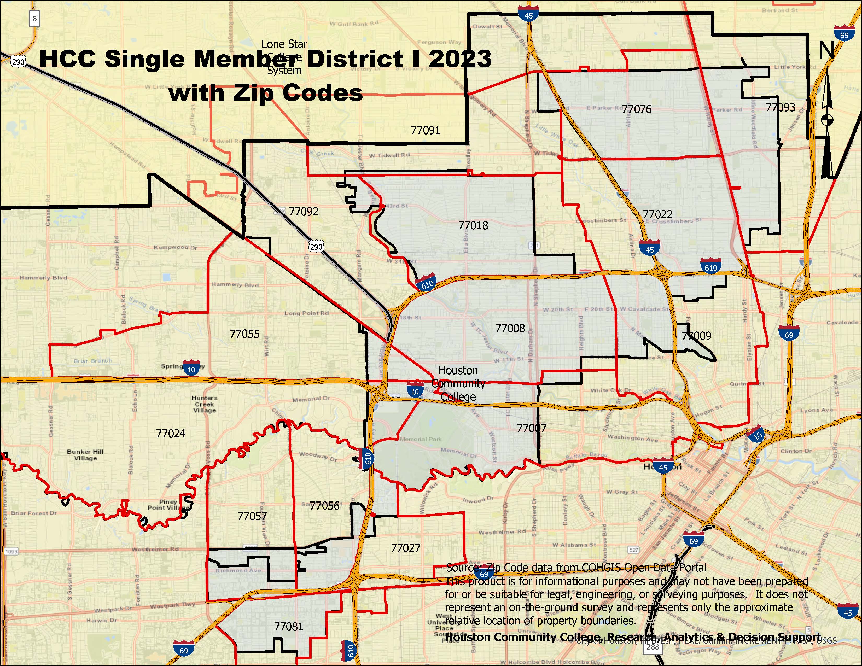 Single Member District I with Zip Codes